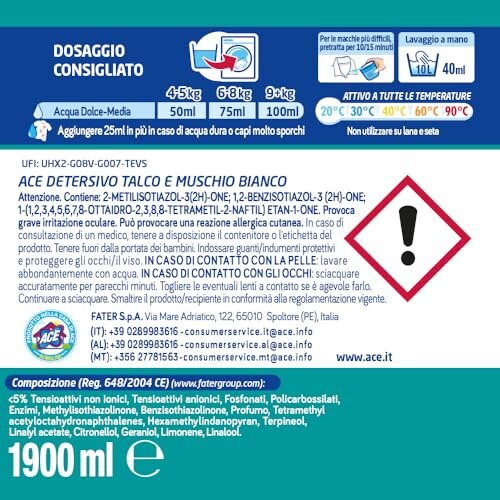 ACE Detersivo Igienizzante Talco e Muschio Bianco - immagine 3