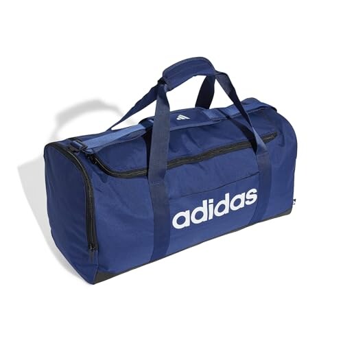 Adidas Essentials Linear Duffel Bag Blu Scuro e Bianco M - immagine 2
