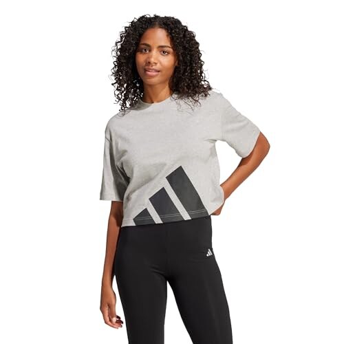 Adidas T-Shirt Donna Essentials Grigio M - immagine 4