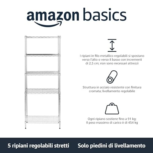 Amazon Basics Scaffaliera 5 Ripiani Regolabili - immagine 1
