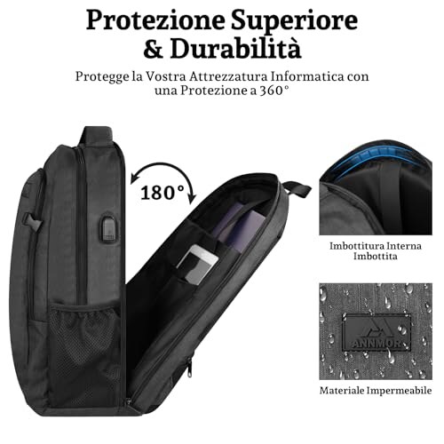 ANNMOR Zaino Porta PC con USB - immagine 1
