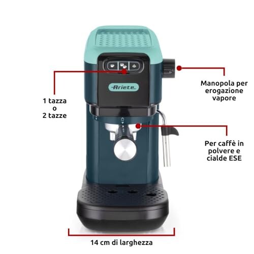 Ariete 1399 Macchina Caffè Espresso Light Aquamarine - immagine 1