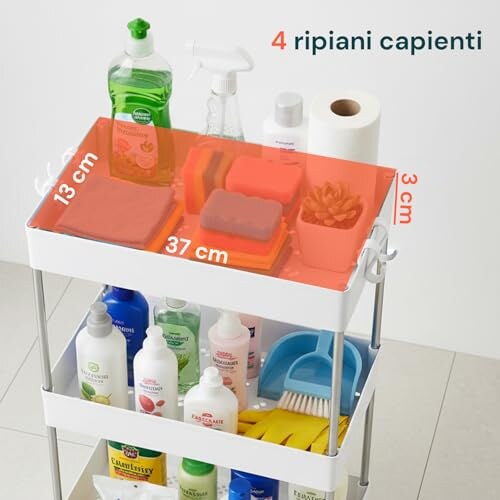 Avilia Carrello Cucina Slim Bianco 4 Ripiani - immagine 2