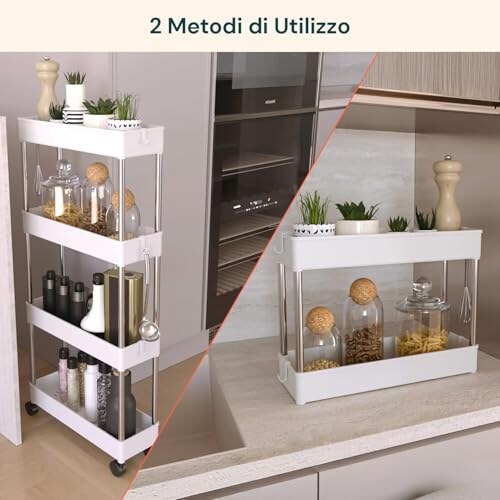 Avilia Carrello Cucina Slim Bianco 4 Ripiani - immagine 4