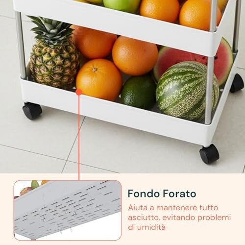 Avilia Carrello Cucina Slim Bianco 4 Ripiani - immagine 6