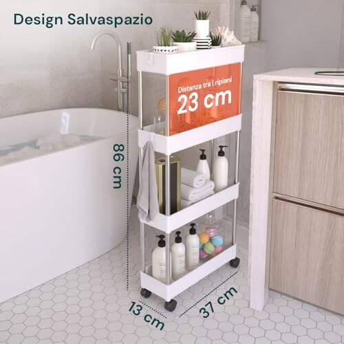Avilia Carrello Cucina Slim Bianco 4 Ripiani - immagine 7
