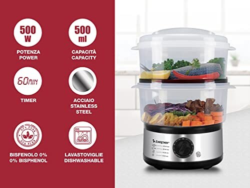 Beper Vaporiera Elettrica 5 Litri con Timer - immagine 1