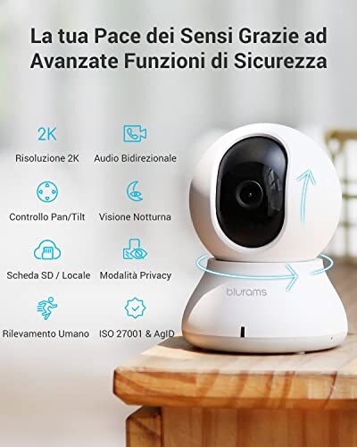 blurams Telecamera Wi-Fi 2K Interna con Rotazione 360° - immagine 1