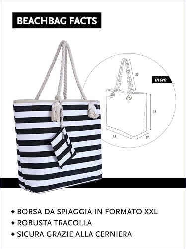 Borsa da Spiaggia DonDon Stile Marinaro - immagine 1