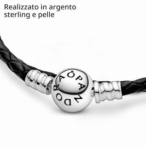 Bracciale Pandora Moments in Pelle e Argento - immagine 3