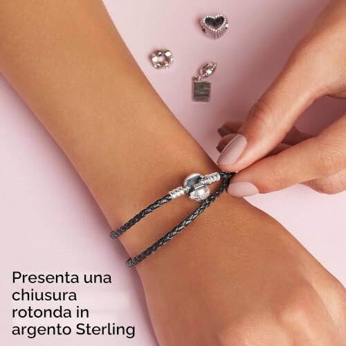 Bracciale Pandora Moments in Pelle e Argento - immagine 5
