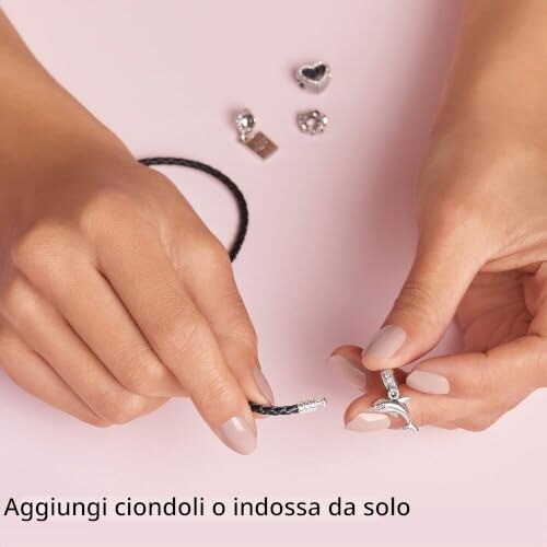 Bracciale Pandora Moments in Pelle e Argento - immagine 6