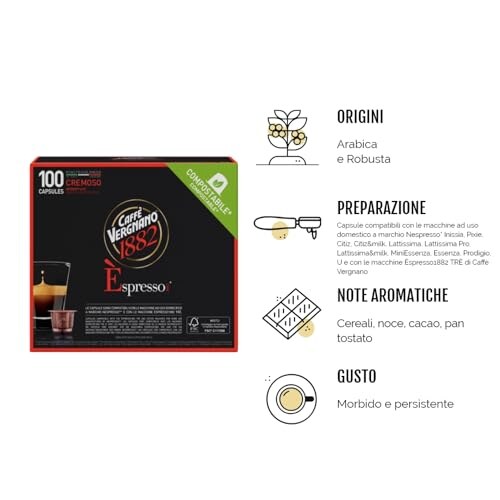 Caffè Vergnano 1882 Èspresso Cremoso, 100 Capsule - immagine 8