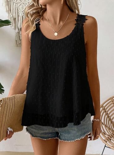 Canottiera Donna TUUHAW Estiva Girocollo Nero L - immagine 1