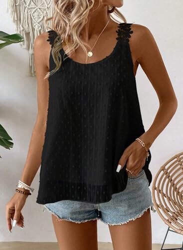 Canottiera Donna TUUHAW Estiva Girocollo Nero L - immagine 5