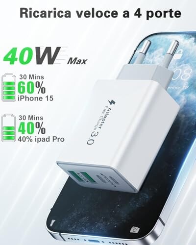 Caricatore USB-C 40W con Ricarica Veloce - immagine 1