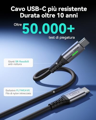 Cavo USB-C 100W INIU Ricarica Rapida 2m - immagine 3