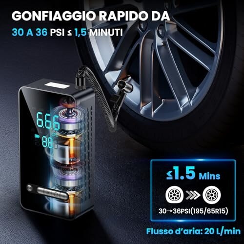 Compressore Aria Portatile Ipflin 150PSI con Display LCD - immagine 1