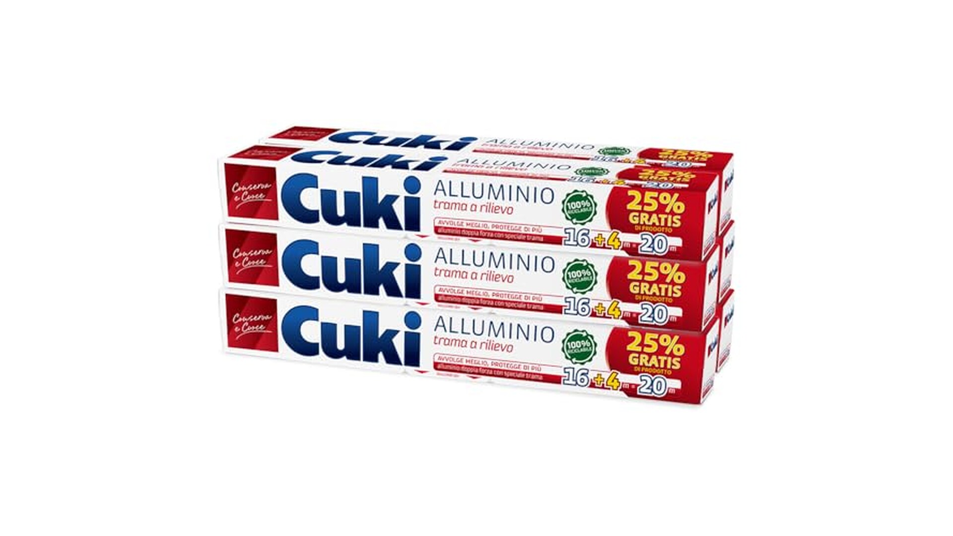 Cuki Alluminio 6 Confezioni con Trama a Rilievo
