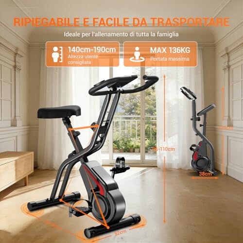 Cyclette Pieghevole UMAY 5-in-1 con Resistenza Magnetica - immagine 2