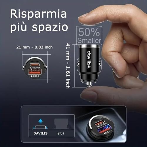Davilis Caricabatterie Auto Ricarica Rapida 30W - immagine 2