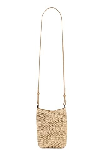 Desigual Borsa a Tracolla Half Logo Raffia Beige - immagine 1