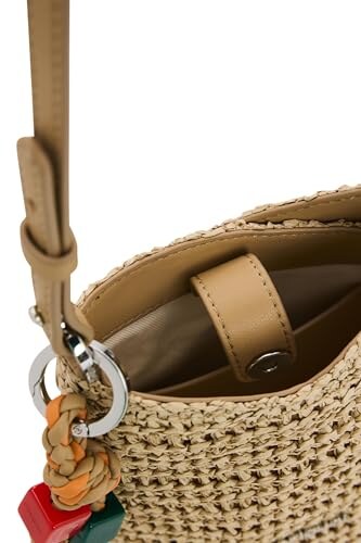 Desigual Borsa a Tracolla Half Logo Raffia Beige - immagine 2