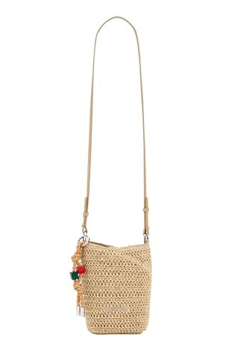 Desigual Borsa a Tracolla Half Logo Raffia Beige - immagine 3