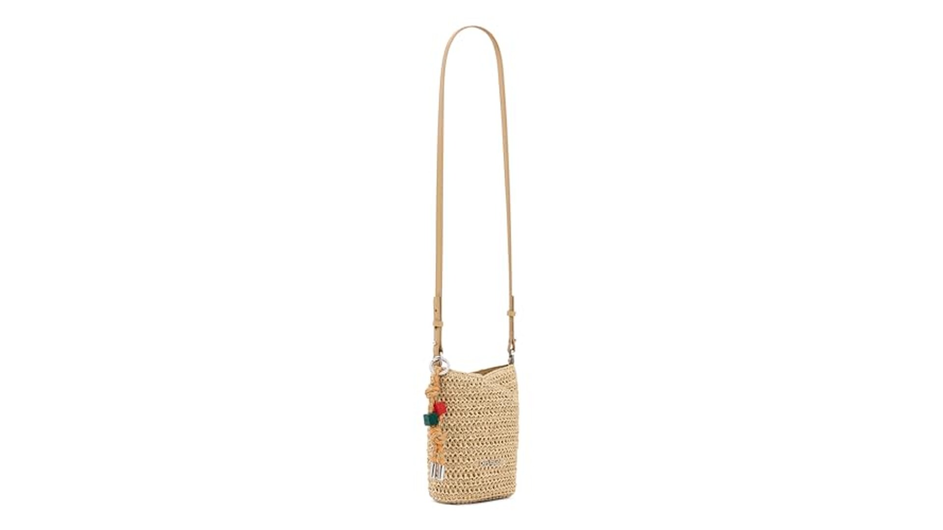Desigual Borsa a Tracolla Half Logo Raffia Beige