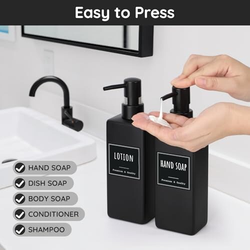 Dispenser Sapone Segbeauty Nero Opaco 500ml - immagine 3