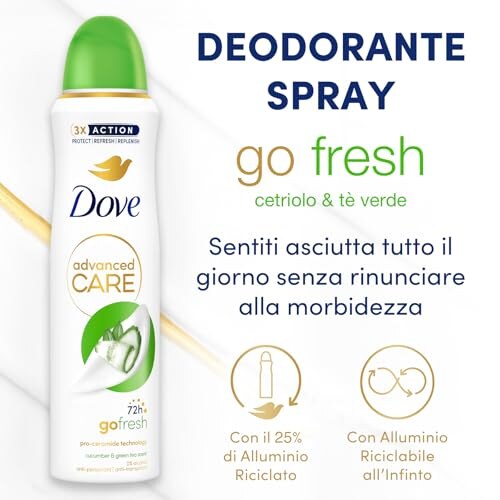 Dove Deodorante Spray Cetriolo e Té Verde 6x150ml - immagine 2