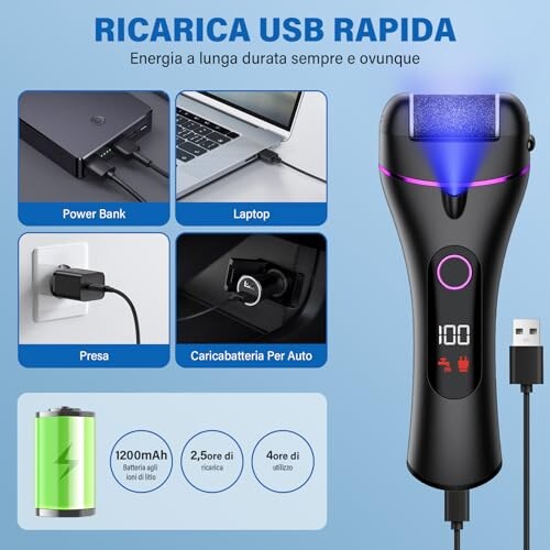 Ehomfory Pedicure Elettrico Ricaricabile con 3 Rulli - immagine 2
