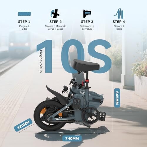 ESKUTE F100 Bici Elettrica Pieghevole 14" - immagine 8