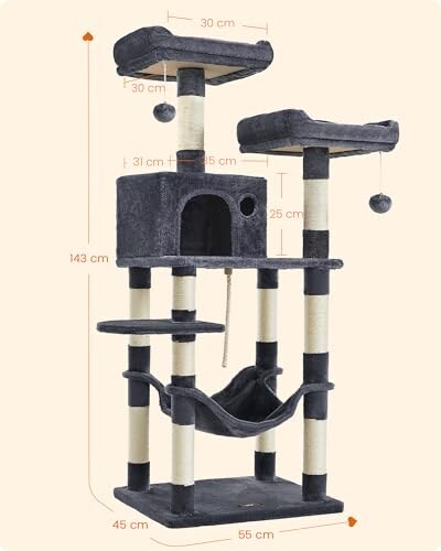 Feandrea Albero per Gatti 143cm con Graffiatoi - immagine 6