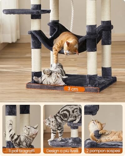 Feandrea Albero per Gatti 143cm con Graffiatoi - immagine 7