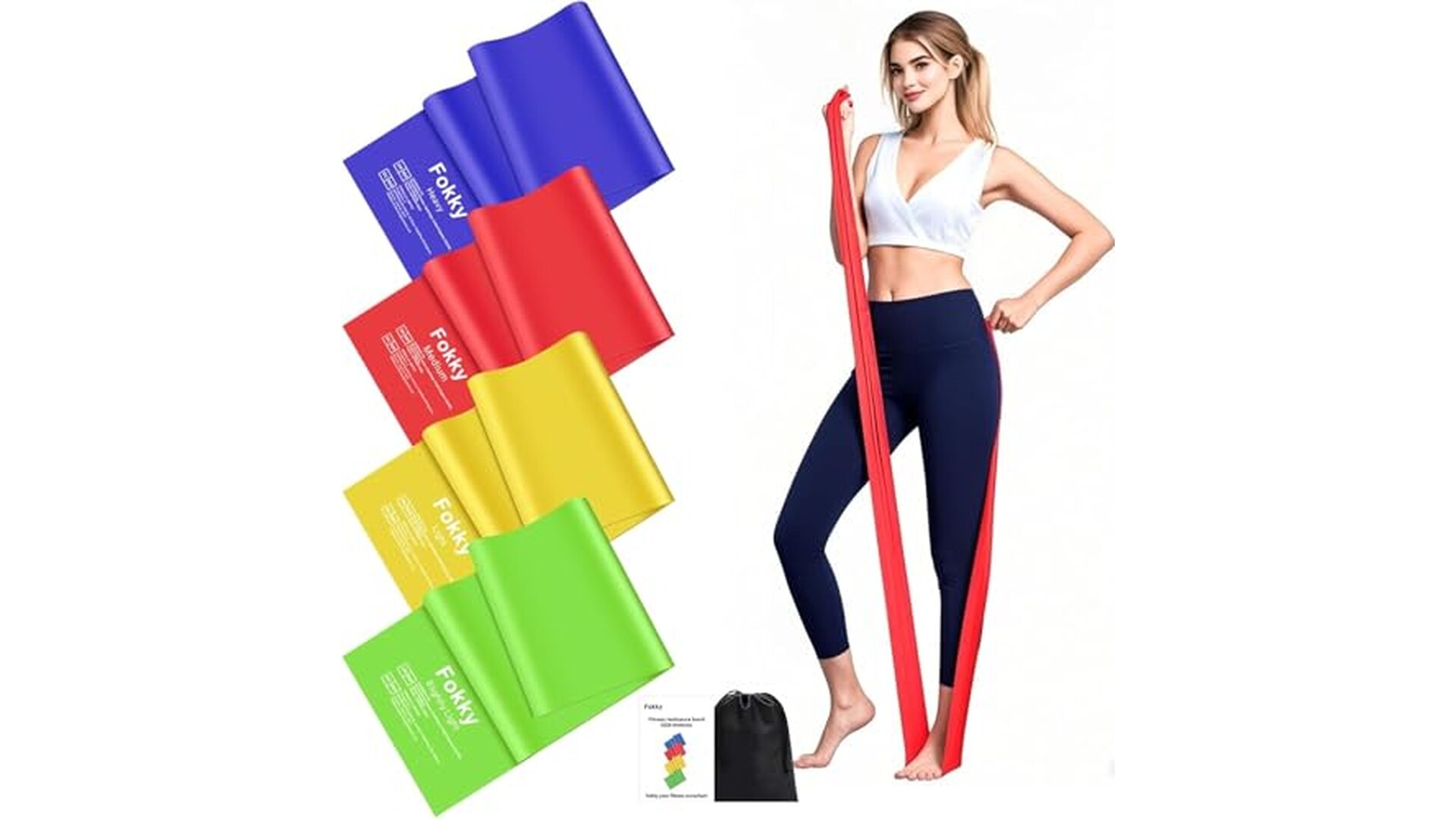 Fokky 4 Fasce Elastiche Fitness 2M con Borsa