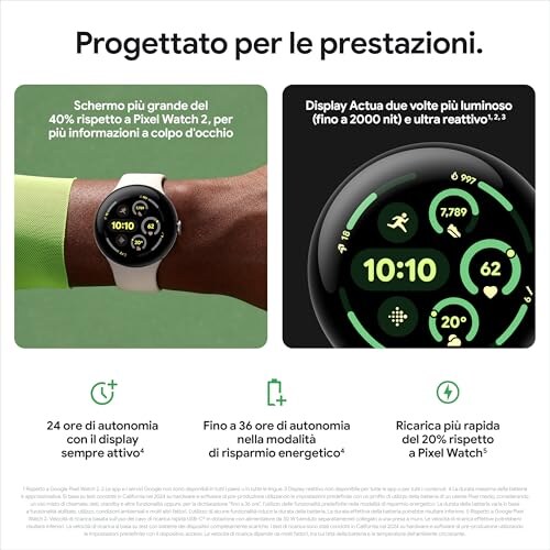 Google Pixel Watch 3 45mm Nero Opaco - immagine 3