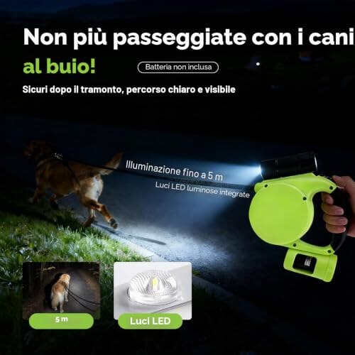Guinzaglio Allungabile con Torcia e Portasacchetti - immagine 2