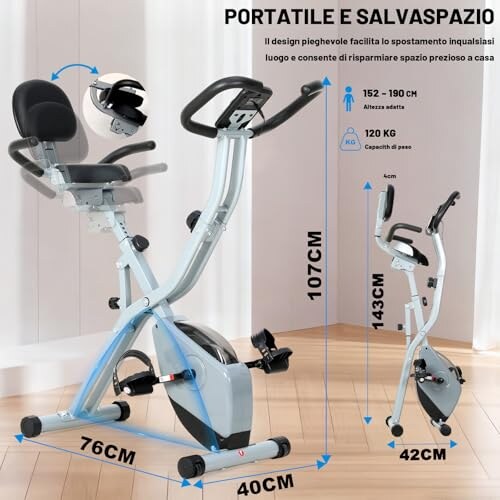 ISE Cyclette Pieghevole con Resistenza Magnetica - immagine 5