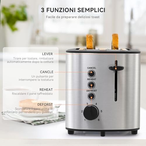KitchenBoss Tostapane Inox 2 Fette con 6 Livelli - immagine 1