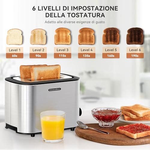 KitchenBoss Tostapane Inox 2 Fette con 6 Livelli - immagine 2
