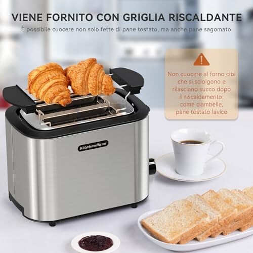 KitchenBoss Tostapane Inox 2 Fette con 6 Livelli - immagine 3