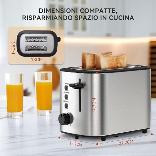 KitchenBoss Tostapane Inox 2 Fette con 6 Livelli - immagine 4