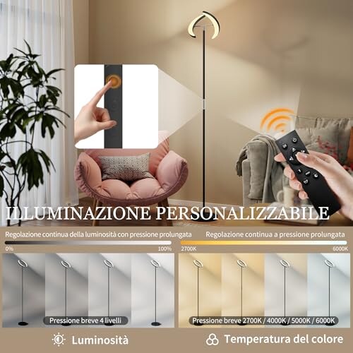 Lampada da Terra Dimmerabile HOMCOM con Telecomando - immagine 2