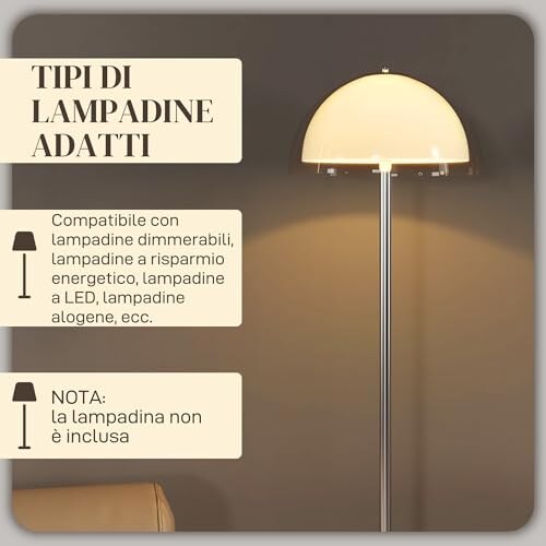 Lampada da Terra HOMCOM Moderna 150cm - immagine 4