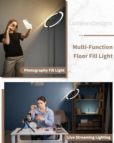 Lampada da Terra LED 36W Dimmerabile Nera - immagine 5
