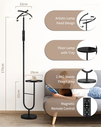 Lampada da Terra LED 36W Dimmerabile Nera - immagine 7