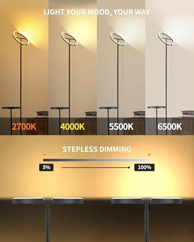 Lampada da Terra LED 36W Dimmerabile Nera - immagine 8