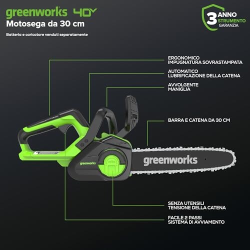 Motosega a Batteria Greenworks 12" Auto-Lubrificante - immagine 1