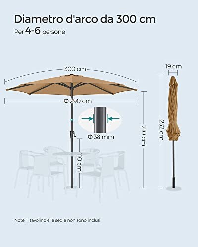 Ombrellone da Giardino SONGMICS con UPF 50+ - immagine 6